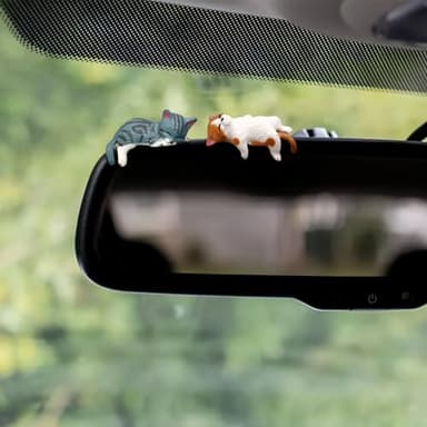 Cat Car Interior Accessories Dashboard Decorations, Set of 5 Cute Car Dash Decor Rearview Mirror Ornament for Women Girl - Image 3