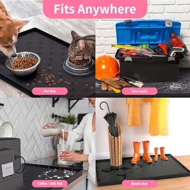 Sdpeia Under Sink Mat 34"×22" – Waterproof Silicone Cabinet Liner & Sink Protector for Kitchen & Bathroom, Multi-Purpose Organizers Tray for Pets, Laundry, Cat Litter Mat, Black - Image 6