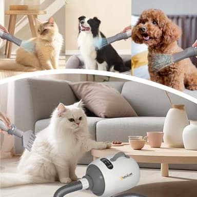 PUPIHOM Pet Hair Dryer,Dog Hair Blower for Professional or Home Grooming with Adjustable 9 Airflow & 9 Temperature,Pet Dryer with Smart Touchscreen,3 Nozzles, Low Noise, 2100W Quick Drying - Image 9