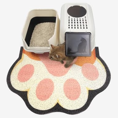 Rarenut Cute Cat Litter Mat 35”x24”, Litter Box Mat, Litter Trapping Mat, Soft on Kitty Paws, Easy Clean, Anti Slip, Pet Accessories, Door Floor mats - White Pink90*60 - Image 1