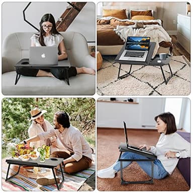 Laptop Desk for Bed Couch,Lap Desk for Laptop,Portable Laptop Stand for Desk,Small Adjustable Laptop Desk,Foldable Bed Table for Laptops and Writing, Bed Tray Table with Cup Holder(Black) - Image 5