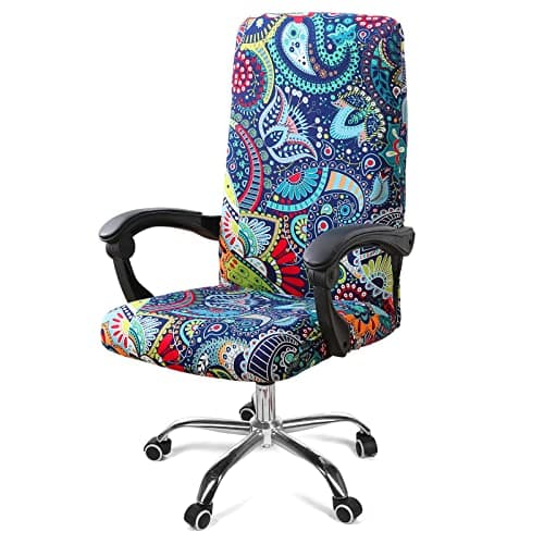 Smiry Stretch Printed Computer Office Chair Covers, Soft Fit Universal Desk Rotating Chair Slipcovers, Removable Washable Anti-Dust Spandex Chair Protector Cover with Zipper, Blue Green - Image 1