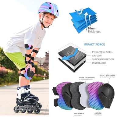 ETEETOW Adjustable Gradient Color Kids/Toddler Bike Helmet for 1-2-3-5-8-14 Years Boys Girls,Skateboard Helmet with Knee and Elbow Pads Wrist Guard Roller Skates,Cycling,Skating Scooter Longboard - Image 6