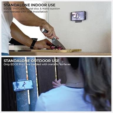 Rolling Square Edge Pro Core - Magnetic Mount Phone Holder Stand for Computers and Tablets | Secure Metal Plate Adhesive or Standalone Mode Compatible with MagSafe, Qi, and Non-MagSafe Devices, Black - Image 7