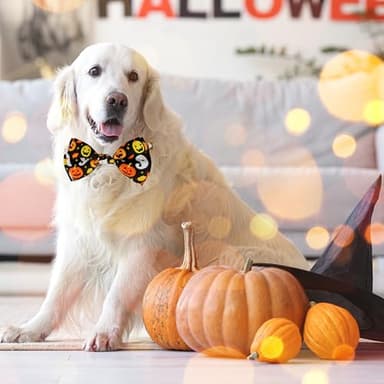 Halloween Dog Collar with Bow tie, Ghost and Pumpkin Holiday Pet Collar for Small Medium Large Dog Puppies - Image 5