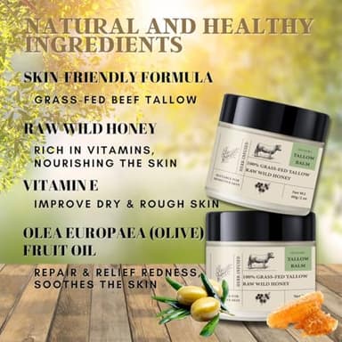 FRANDORA Beef Tallow & Honey Balm – All-Natural Moisturizer Hydrates and Nourishes the Skin, Grass-fed Beef Tallow Honey Balm blend - Ultra-Nourishing Moisturizer for Face, Body & Hands. - Image 4