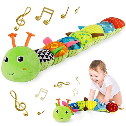 Sumobaby Infant Baby Musical Stuffed Animal Activity Soft Toys with Multi-Sensory Crinkle, Rattle and Textures, for Tummy Time Newborn 0-3-6-12 Months Boys, Girls, Caterpillar - Image 1