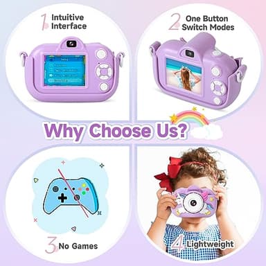 Kids Camera Toddler Toys for Girls Boys, YEEHAO 32MP Dual Lens Digital Camera for 3 4 5 6 7 8 9 Year Old Girl Christmas Birthday Gifts, 1080P Selfie Video Camera for Kids with 32GB SD Card - Image 2