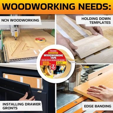 Double Sided Woodworking Tape Super Strong, 3 Pack, 1 Inch x 120 Feet, Wood Crafter Sticky Tool, Two Side Adhesive for Router Templates and CNC Machine, Removable & Residue Free - Image 5
