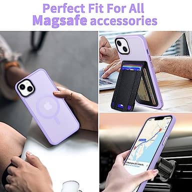 CACOE Magnetic Case for iPhone 13 & iPhone 14 6.1 inch-Compatible with MagSafe & Magnetic Car Phone Mount,Anti-Fingerprint TPU Thin Phone Cases Cover Protective Shockproof (Light Purple) - Image 9