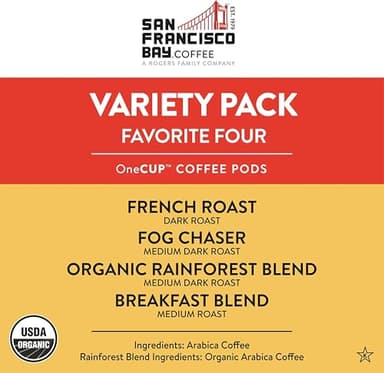 San Francisco Bay Compostable Coffee Pods - Original Variety Pack (80 Ct) K Cup Compatible including Keurig 2.0, French, Breakfast, Fog, Organic Rainforest - Image 2