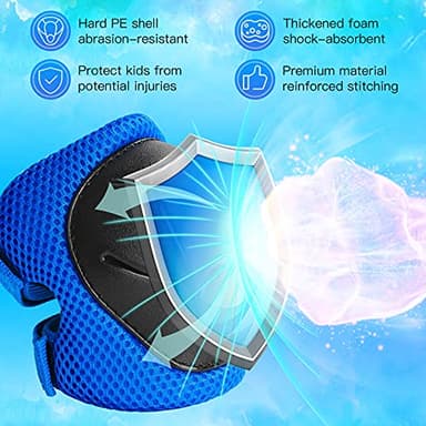 Kids Protective Gear Set Wemfg Knee Pads for Kids 3-8 Years Toddler Knee and Elbow Pads with Wrist Guards 3 in 1 for Skating Cycling Bike Rollerblading Scooter(Blue) - Image 2