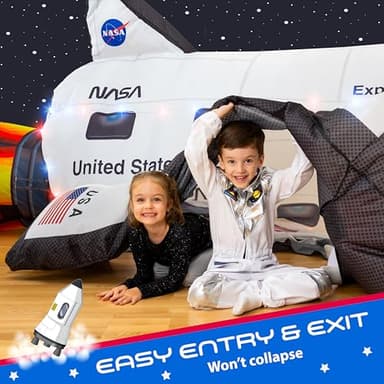 W&O Space Explorer Aerodome with LED Lights & Blast-Off Button – Inflates in Seconds to Create an Immersive Space Adventure for Kids Ages 3-12 – Inflatable Rocket Ship Tent (Fan Not Included) - Image 3