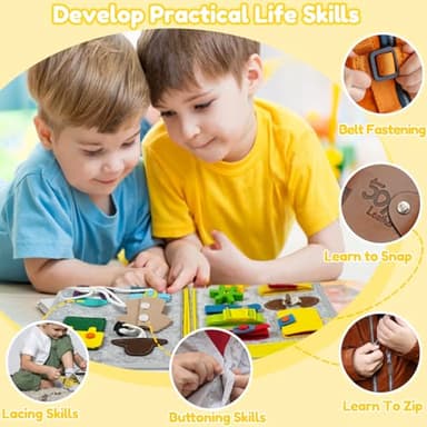 Qizfun Busy Board Book Montessori Toys for 1 2 3 4 Year Old, Boy Girl Birthday Gifts, Educational Sensory Learning Toys for Toddlers 1-3, Car Airplane Travel Activities Toys for Kids Ages 2-4 Year Old - Image 5