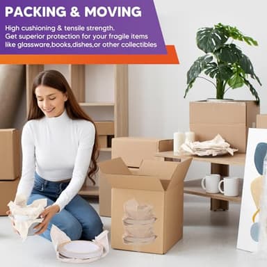 Packing Paper Sheets for Moving Essentials, 26" x 15" Newsprint Paper for Small Medium Large Moving Boxes, 350 Sheets Wrapping Paper for Packaging, Shipping Supplies, Dishes Glasses Box Filler 9 lbs - Image 4