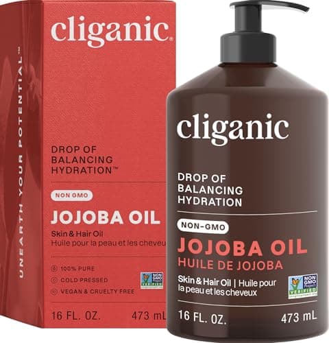 Cliganic Jojoba Oil Non-GMO, Bulk 16oz | 100% Pure for Skin, Hair & Face, Cold Pressed Natural Hexane Free - Hair Relaxer - Image 1
