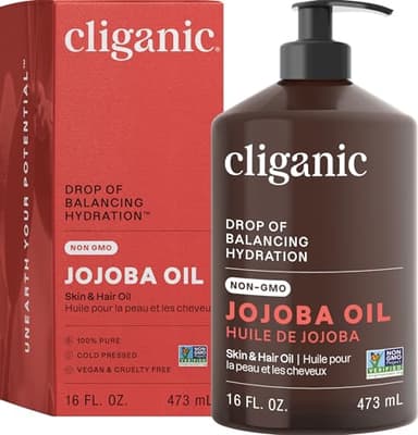 Cliganic Jojoba Oil Non-GMO, Bulk 16oz | 100% Pure for Skin, Hair & Face, Cold Pressed Natural Hexane Free - Hair Relaxer - Image 1