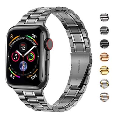 MioHHR Solid Stainless Steel Band Compatible with Apple Watch 44mm 42mm (Series 3/2/1), Metal Strap with Soft TPU Case for iWatch Series 6 5 4 3 2 1 SE SE2 SE3 Women and Men, Space Gray - Image 4