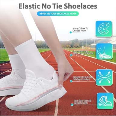 AOLLRUIRLL Elastic Shoe Laces for Sneakers, No Tie Shoelaces for Adults and Kids White - Image 2