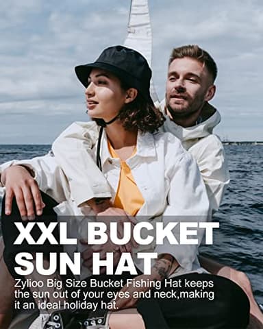 Zylioo XX-Large Reversible Bucket Hat,Oversize Summer Travel Bucket Hats,Wearable Sun Hat for Big Heads 25"-26" - Image 3