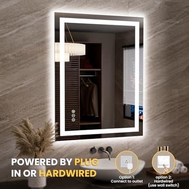 LOAAO 27.6"x35.4" LED Mirror for Bathroom, Lighted Bathroom Mirror with Lights, Anti-Fog, Dimmable, Memory Function, Easy to Install, Clear Reflection - Image 7