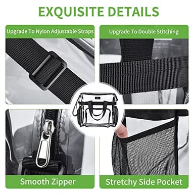 MAY TREE Clear Bag for Stadium Events 12×6×12 Clear Tote Lunch Bag with Reinforced Strap for Work, Concert and Sports, Black - Image 4