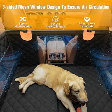 PETICON Large Dog Car Seat, Back Seat Extender for Dogs with 3 Mesh Windows, Waterproof Medium Carseat for Dogs with Hard Bottom, Pet Seat Cover for Cars, Trucks and SUVs (Black) - Image 5