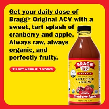 Bragg Organic Apple Cider Vinegar Cranberry Apple Blend with the Mother - 16 fl oz - Raw and Unfiltered - Image 3