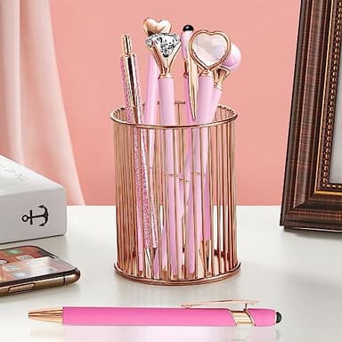 Pink Pens for Women, 6 Pcs Cute Pens Ballpoint Pen Bulk, 1.0mm Medium Point Black Ink, Office and School Supplies Fancy Nice Pen Gifts for Girls Nurse Teacher (Pink - Image 5