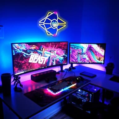 Gaming Ghost Shell Neon Sign for Wall Decor, Game Room, Bedroom, Man Cave, USB Powered, Dimmable, Pink, Yellow, Ice Blue, 13.7"x12.6" - Image 6