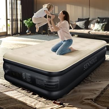 SENNOUL Twin Air Mattress with Built in Pump Raised,Upgraded Single Blow Up Bed,2 Mins Quick Self Inflatable/Deflation,18"/550lbs Max, Strong Support,No Leakage,No Odor,for Home,Guests,Camping,Travel - Image 2