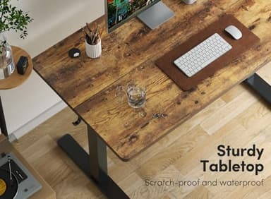 Cubiker Adjustable Desk, 48 x 24 Inch Home Office Desk, Standing Desk with Splice Board, Rustic Brown Desktop - Image 8