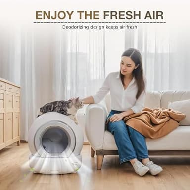 Greesum Automatic Self-Cleaning Litter Box for Multi-Cat Homes: Safe, APP-Controlled, Low Noise | Includes Mat & 1 Garbage Bags - Image 5