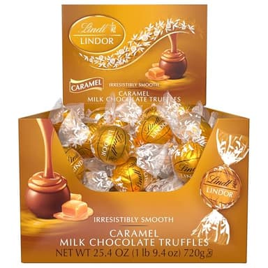Lindt LINDOR Caramel Milk Chocolate Candy Truffles, Milk Chocolate Candy with Smooth, Melting Truffle Center, 25.4 oz., 60 Count - Image 8
