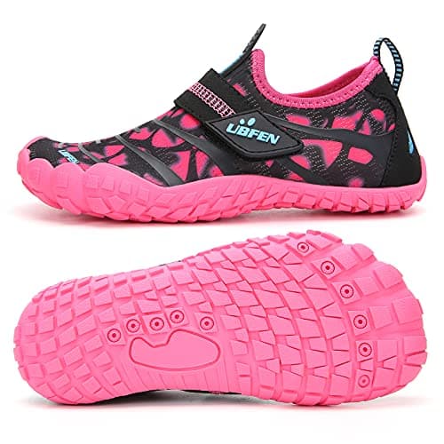 UBFEN Water Shoes for Kids Boys Girls Aqua Socks Barefoot Beach Sports Swim Pool Quick Dry Lightweight Toddler Little Big Kid A Pink 10 Toddler - Image 1