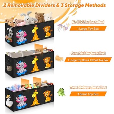 Mabahoo Extra Large Toy Box, Collapsible Storage Organizer with Lids, Cute Animals Toybox for Boys Girls, 40"x14"x16" Kids Toy Chest Sturdy Storage Boxes for Living Room Bedroom Playroom Nursery - Image 6