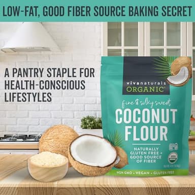 Viva Naturals Organic Coconut Flour, 4 lbs (1.81 kg) – Gluten Free Flour for Keto, Paleo & Vegan Baking, Good Source of Fiber, Low Fat, Non-GMO, Unbleached & Unrefined - Image 6