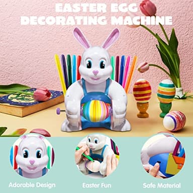 JOYIN Motorized Easter Egg Decorator Kit, Easter Busy Bunny Egg Spinner Whirler Decorating Machine with 10 Non-Toxic Markers for Kids Craft Activities - Image 3