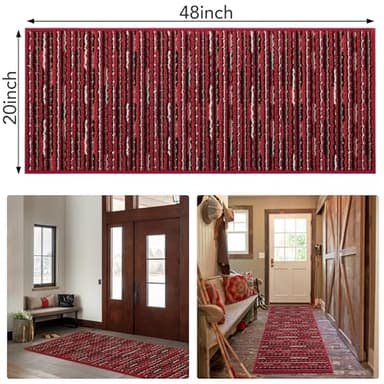 hicorfe Dog Mat for Muddy Paws,Absorbs Moisture Dirt Non-Slip Washable Mud Mat for Dogs,Soft Rubber Backing Front Inside Pet Rug for Entryway, Mud Dog Paws, Patio(20"x48",Red) - Image 2