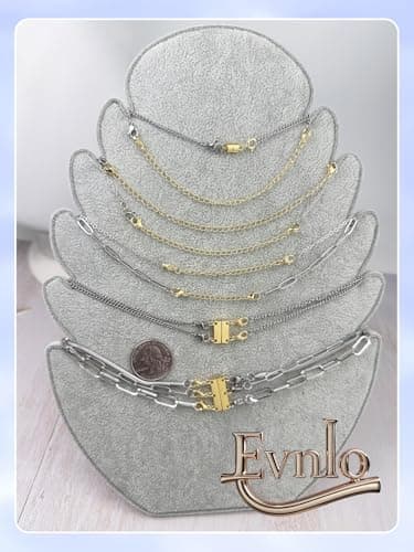 Evnlo Multi Necklace Layering Clasp and Chain Extender and Magnetic Jewelry Clasp Set, Gold and Silver Multiple Styles Necklace Extenders for Women - Image 5
