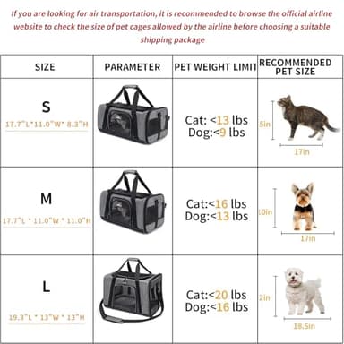 Wakytu TSA Approved Pet Carrier for Small Cats Dogs, Travel Bag with Adequate Ventilation, 5 Mesh Windows, 3 Entrance, Locking Safety Zippers, Padded Shoulder and Carrying Strap, Small - Image 4