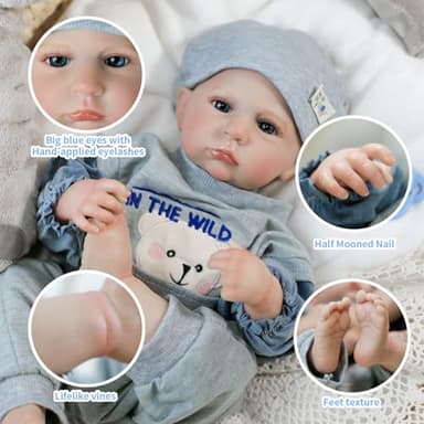 Reborn Baby Dolls Boy - 20 Inch Realistic Newborn Baby Dolls Full Vinyl Soft Body Anatomically Correct Real Life Baby Dolls with Doll Accessories and Gift Box for 3+ Year Old Kids - Image 2