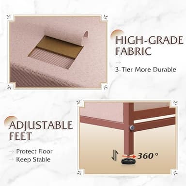 WLIVE Dresser for Bedroom with 5 Drawers, Wide Chest of Drawers, Fabric Dresser, Storage Organization Unit with Fabric Bins for Closet, Living Room, Hallway, Pink and Rose Gold - Image 6
