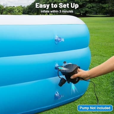 Inflatable Swimming Pool with Light, 145'' X 74'' X 22'' Solar Family Inflatable Pool for Kids, Adults, Family, Large Kiddie Pool, 7 Color Large Blow Up Pool for Backyard - Image 6