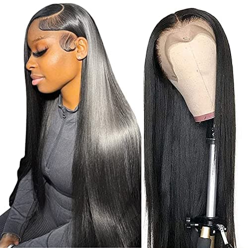 tobasew 13x6 Straight Lace Front Wigs Human Hair HD Transparent Lace Frontal Human Hair Wigs for Women Glueless Wigs Human Hair Pre Plucked 34 Inch - Image 1