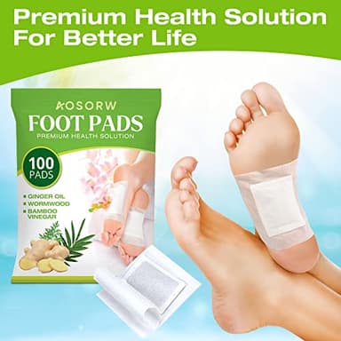 AOSORW Natural Herbal Foot Pads - 100 Pack Ginger Oil & Bamboo Charcoal Premium Foot Care Patches - Relieves Stress and Fatigue - Improves Sleep and Supports Body Cleansing - Image 5