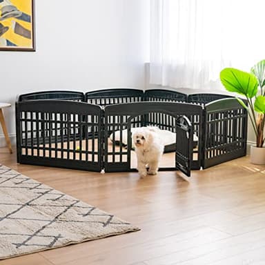 IRIS USA 24" 8-Panel Dog Playpen with Door, 83.5 x 83.5 x 23.63, Puppy Playpen, Dog Play Pen Indoors, Pet Fence, Puppies/Small Dogs, Black - Image 8