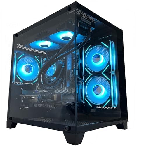 YAWYORE Gaming PC Desktop Computer, Ryzen 7 5700X,RTX 4060,32GB DDR4 RAM and 1TB M.2 NVMe SSD, 240 Liquid Cooler, ARGB Fans,Game Design Office (R7 5700X / RTX 4060 / 32GB DDR4 / 1TB SSD) - Image 1