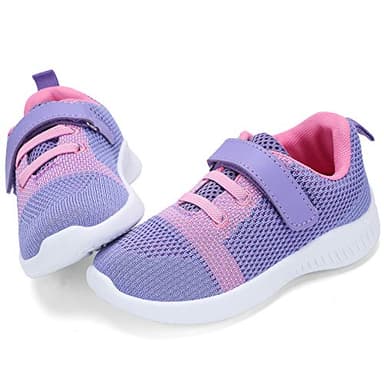nerteo Toddler Girl Shoes Kids Sneakers Athletic Running Tennis Walking Shoes Light Purple/Pink 11 M US Little Kid