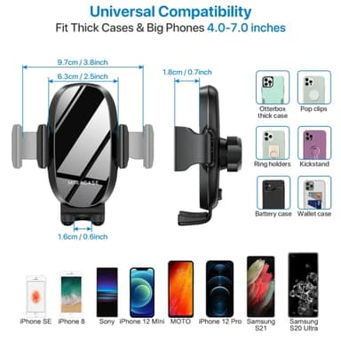 Miracase [Upgraded Version Cup Phone Holder for Car, Universal Adjustable Long Neck Car Phone Mount Cradle Friendly Compatible with iPhone Samsung Google and All 4.0-7.0 inches Smartphones - Image 5